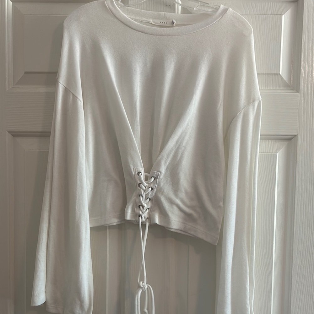 White Lace-Up Women's Top
